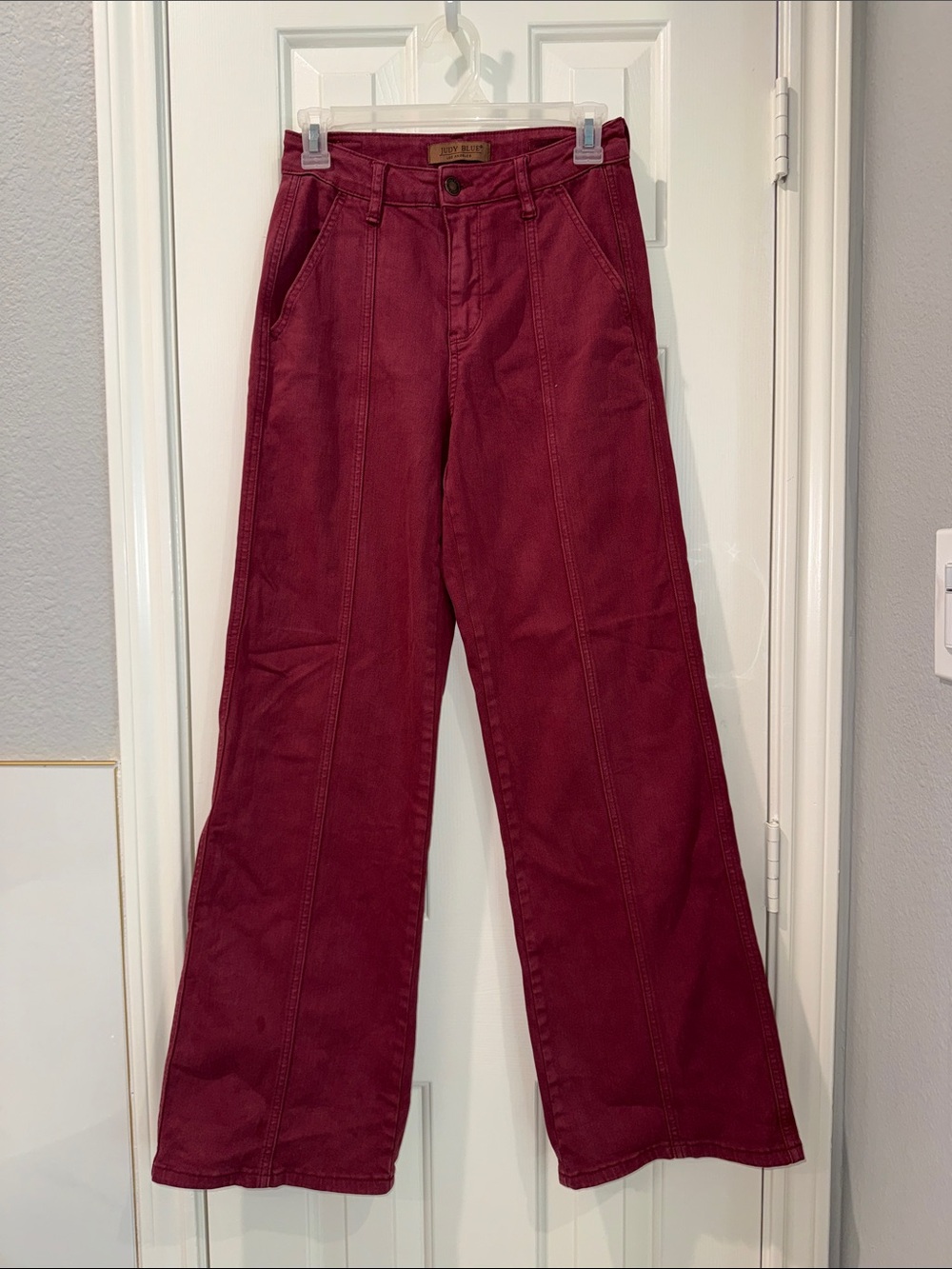Judy Blue Burgundy Wide-Leg Flare Jeans